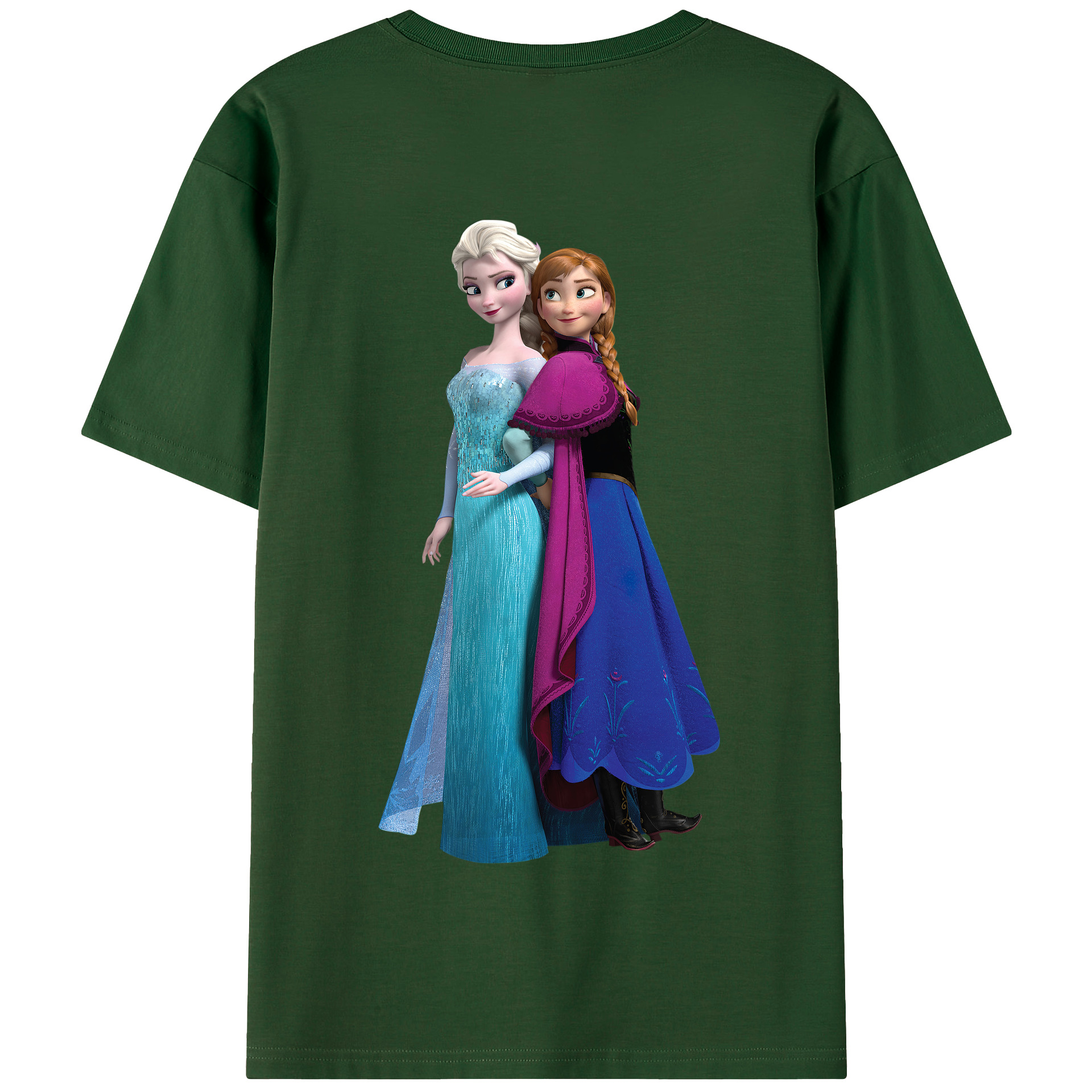 （画像用） アナと雪の女王 アンナ エルサ Frozen Anna Elsa 綿100％半袖Tシャツ（背面プリント）